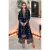 Women's Velvet Embroidered Partywear Kurta Set with V-Neck Design