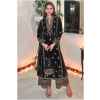 Women's Black Embroidered Velvet Kurta Set with V-Neck Design